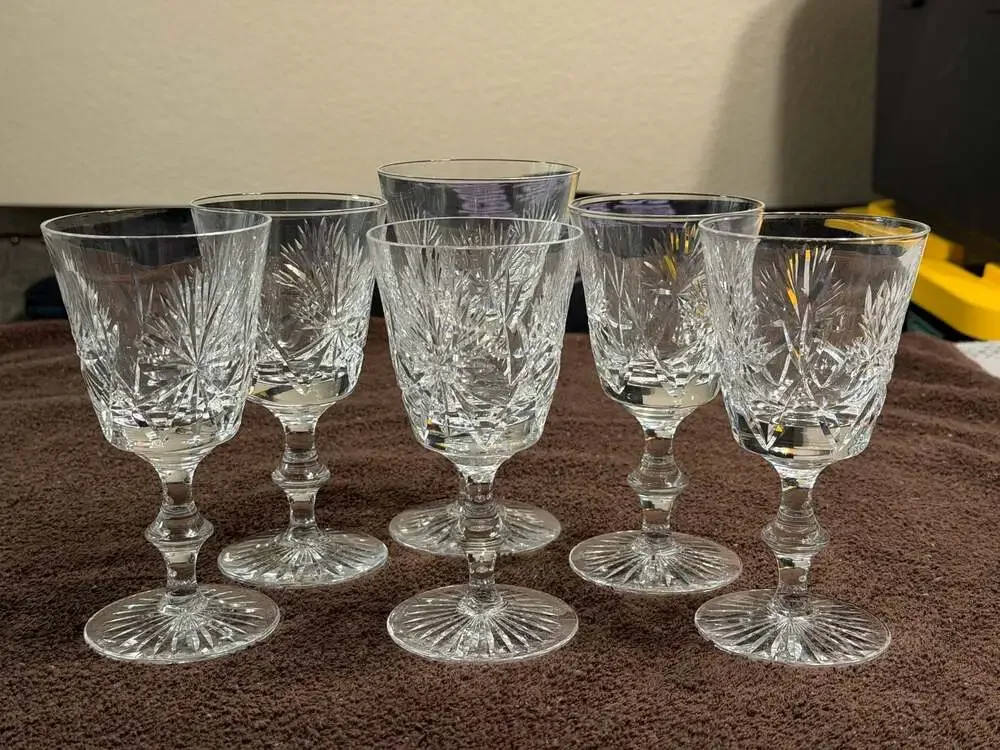 Set of 6 Vintage Edinburgh Crystal 'Star of Edinburgh' Cut Crystal Wine Glasses